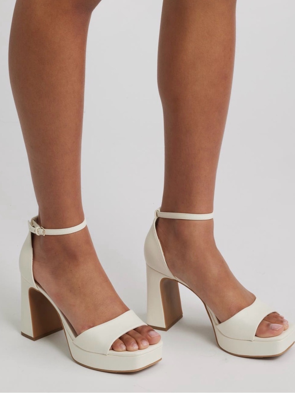 bp Cream Block Heel Ankle Strap Sandals